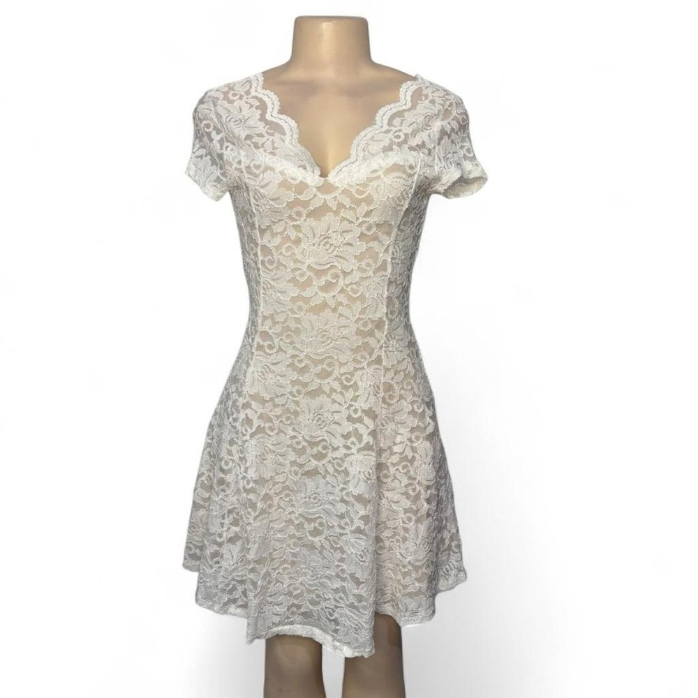 Charlotte Russe White Lace Fit & Flare Mini Dress